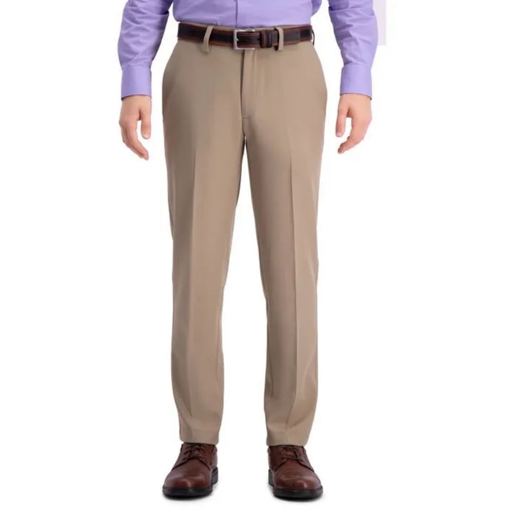 HAGGAR Tan 40Wx30L Textured Dress Pants $70 EUC lcsr